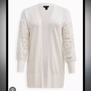 Torrid Cardigan Eyelet Lace Balloon Sleeve Sweater size 2X